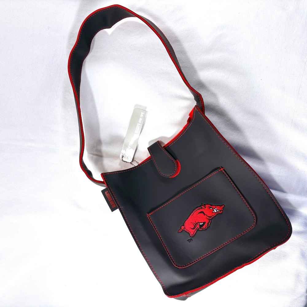 Alan Stuart Embroidered Arkansas Razorbacks Small Black Tote Bag NWT